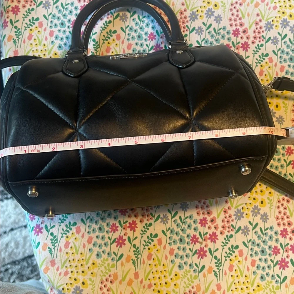 Coach Rowan Black Quilted Leather Satchel with Crossbody Strap - Picture 6 of 9